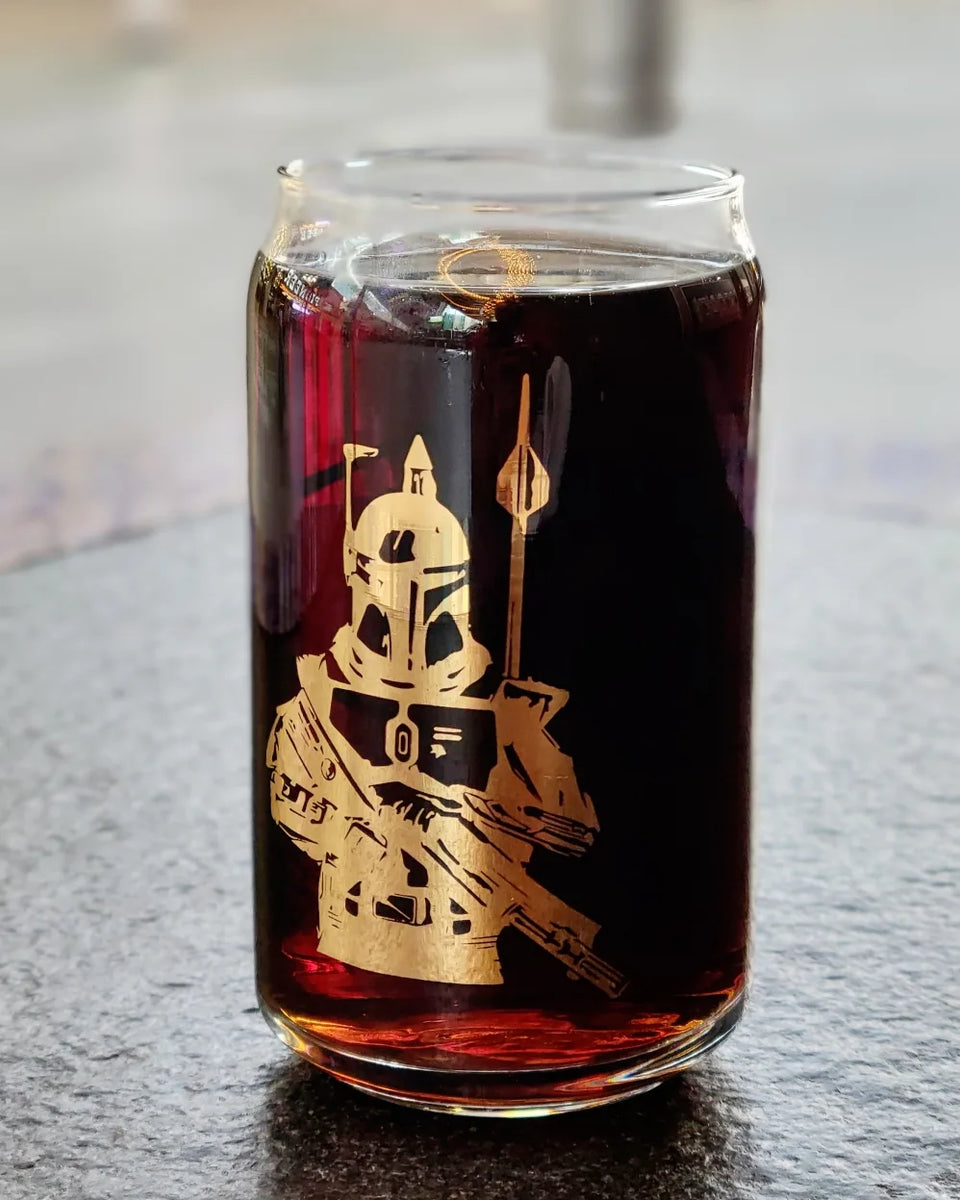 Engraved Boba Fett Blood Dripping Rocks Glass - Personalized